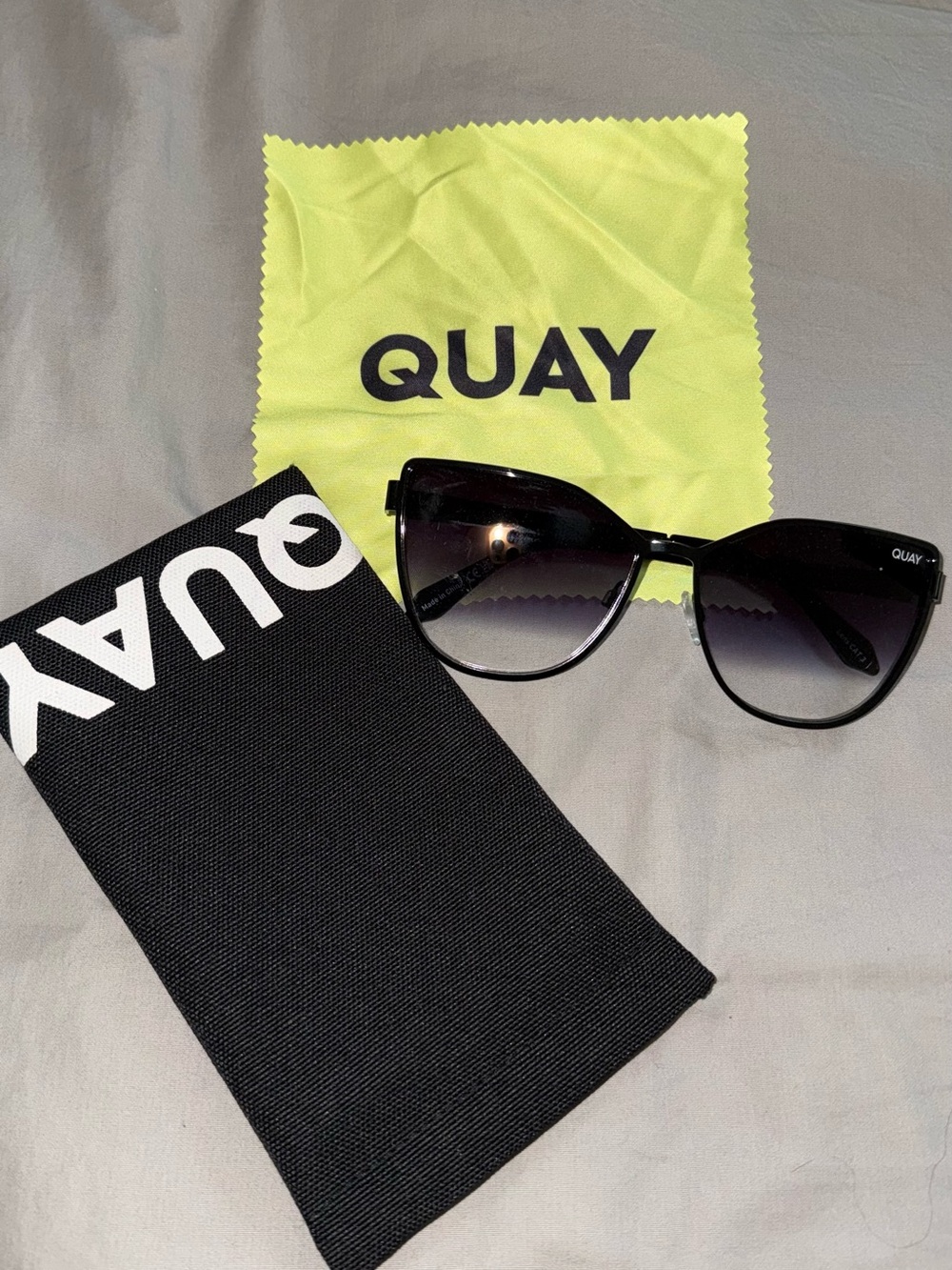 Quay Australia Black Cat Eye Sunglasses with Gradient Lenses